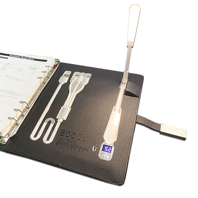 Smart Reusable Notebook with Powerbank - 8000 mAh Power Bank - Notebook - Led Lamp Light - 64 GB USB Flash Drive