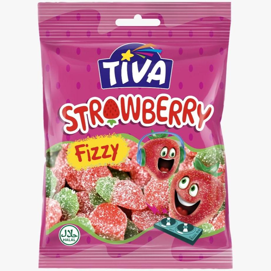 TIVA - Fizzy Strawberry Jelly - 80g - 72-Pack Carton