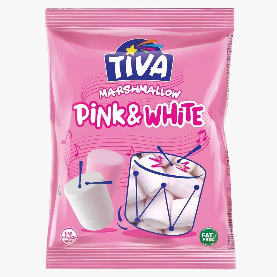 TIVA - Pink & White Marshmallow - 140g - 24-Pack Carton