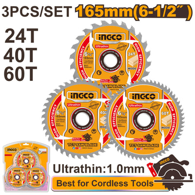 INGCO -  Ultra-thin TCT saw blade set 3pcs set TSB16503