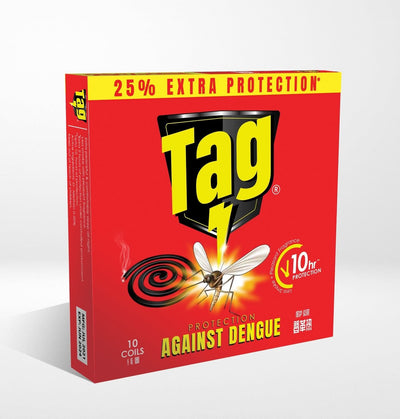 Tag mosquito coil packaging with red background and yellow text