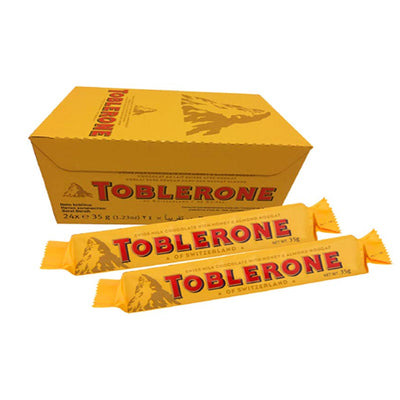 Toblerone - Swiss Milk Chocolate With Honey & Almond Nougat- Box of 24x35G