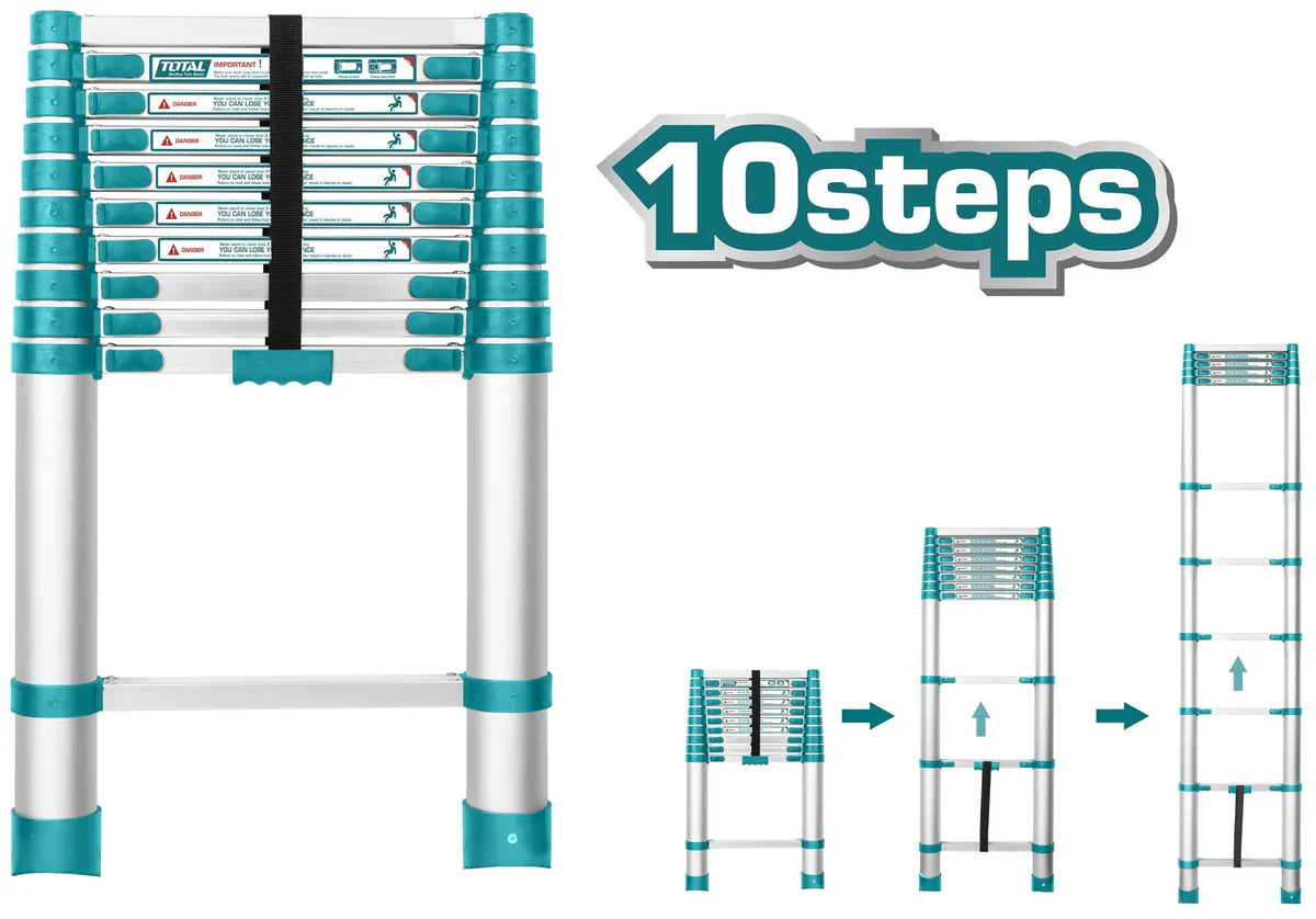 Total 3.18m Aluminum Telescopic Ladder | THLAD08101 | Jodiabaazar.com