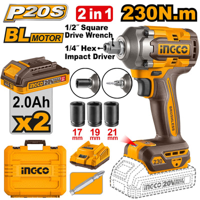 INGCO -  Cordless impact driver&wrench 20v CIWLI20236
