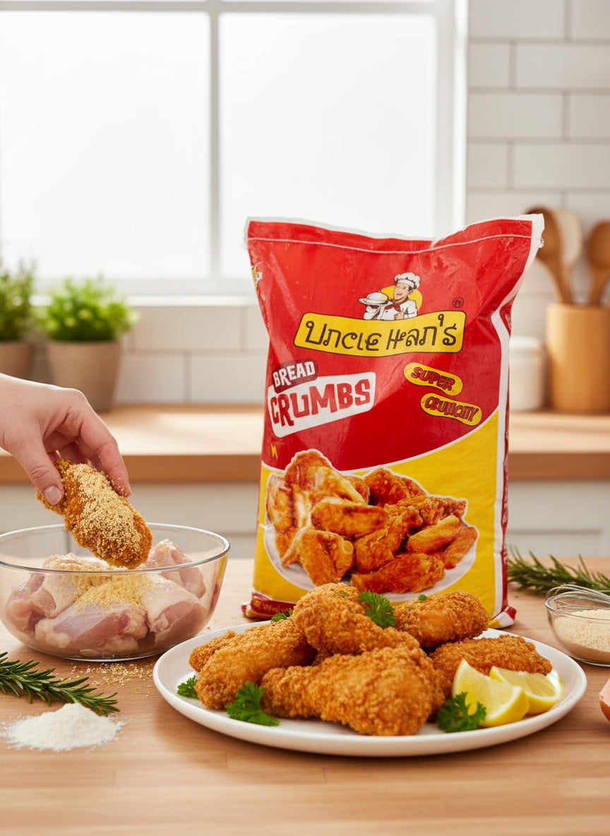 Bag of Uncle Harry's Real Crumbs with a red and yellow design.