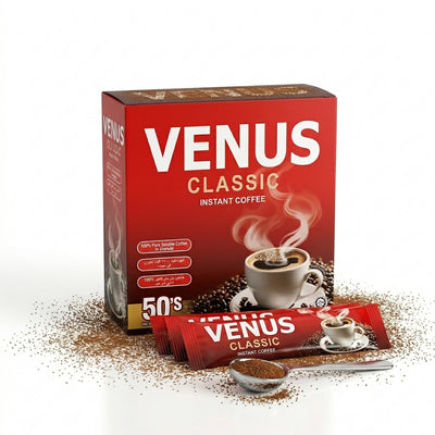 Venus Classic 100% Pure Instant Soluble Coffee Granules (100g – 50 x 2g Sachets)