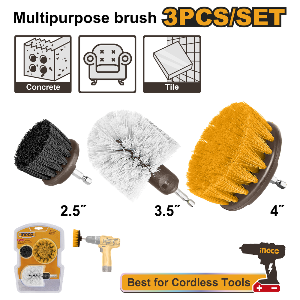INGCO -  3 Pcs Multipurpose brush set  WCB0301