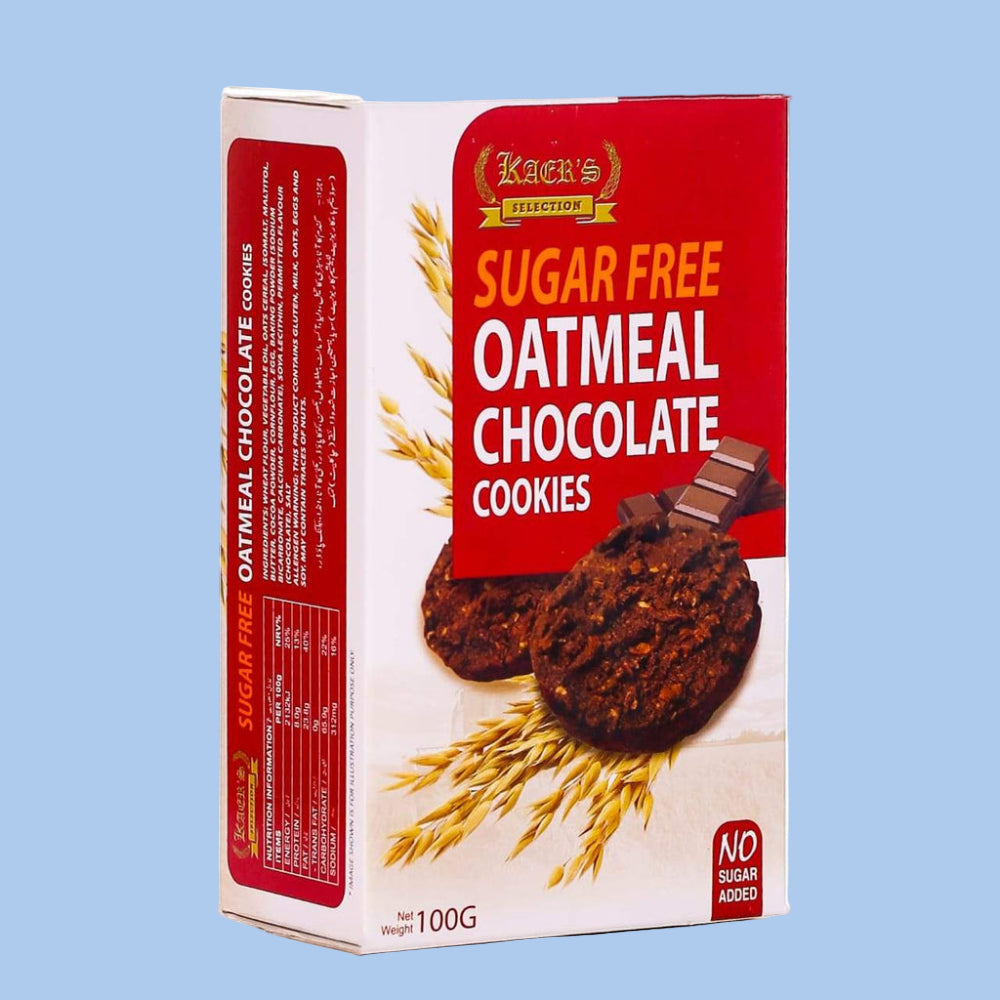 KAERS - OATMEAL CHOCOLATE COOKIES - Sugar Free - 100g -Crtn /24 Each