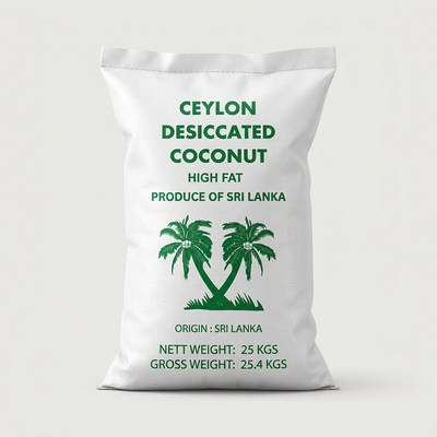 Ceylon - Dried Coconut - Desiccated Coconut (Khopra) High Fat - HFDC - 25 KG - کھوپرا