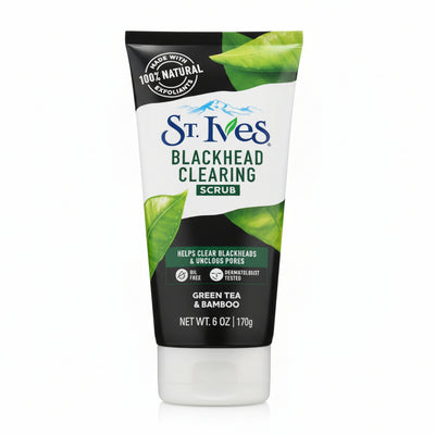 St. Ives - BLACKHEAD CLEAING SCRUB - GREEN TEA & BAMBOO - 170g - 6 pcs box packing - USA