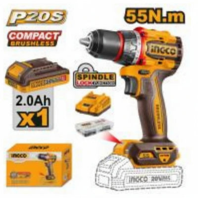 INGCO - Compact Brushless Cordless Drill - Item No. CDLI 205582 Industrial
