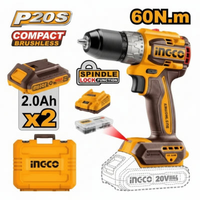 INGCO - Compact Brushless Cordless Drill - Item No. CDLI 20602 Industrial