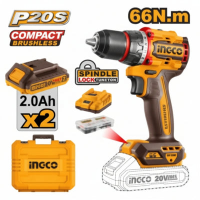 INGCO - Compact Brushless Cordless Drill - Item No. CDLI 20668 Industrial