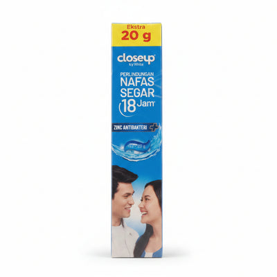 closeup - Icy White - TOOTH PASTE - PERLINDUNGAN NAFAS SEGAR 18 JAM - ZINC ANTI-BACTERIAL - Extra 20g - 160+20g