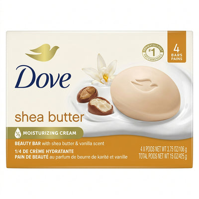 Dove - Soap Bar - SHEA BUTTER - 4 Bars Pack - 3.75 X 4 = 15 oz
