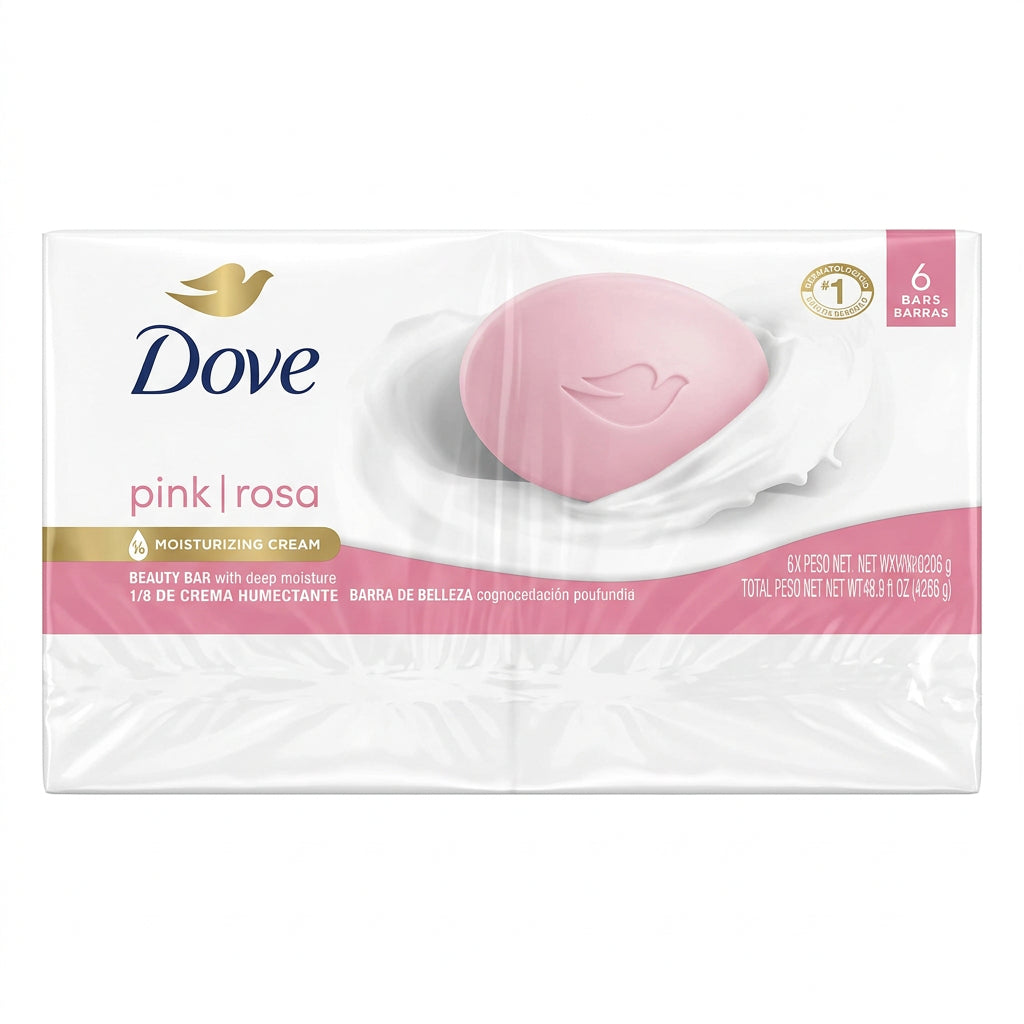 Dove - Soap Bar - PINK ROSA - 6 Bars Pack - 3.75 X 6 = 22 oz