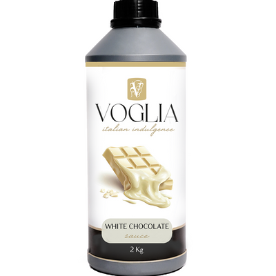 Bottle of Voglia white chocolate on a white background
