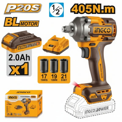 INGCO - Cordless Impact Wrench - Item No. CIWLI 20455 Industrial