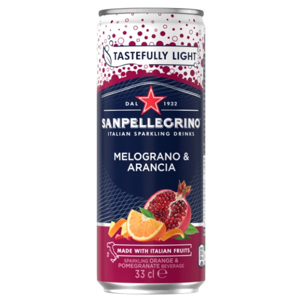 TASTEFULLY LIGHT - SANPELLEGRINO - MELOGRANO & ARANCIA - Pomegranate & Orange Drink - 33cl Can Qtn / 24 Each