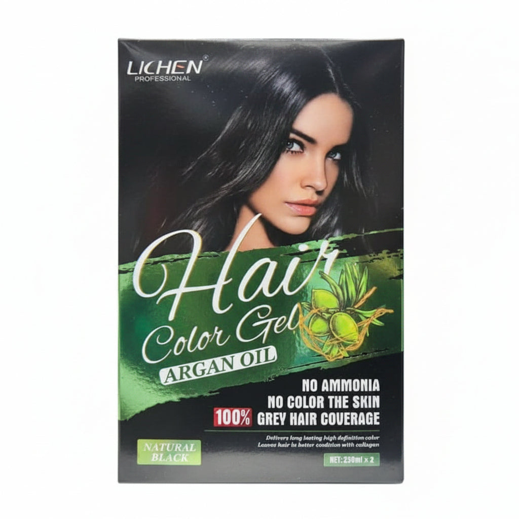 LICHEN Professional - HAIR COLOR GEL - Natural BLACK - 250 ml X 2
