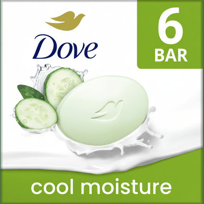 Dove Soap - Cool Moisture Beauty Bar - Cucumber & Green Tea Scent - All Skin - 106g - 6 Pack