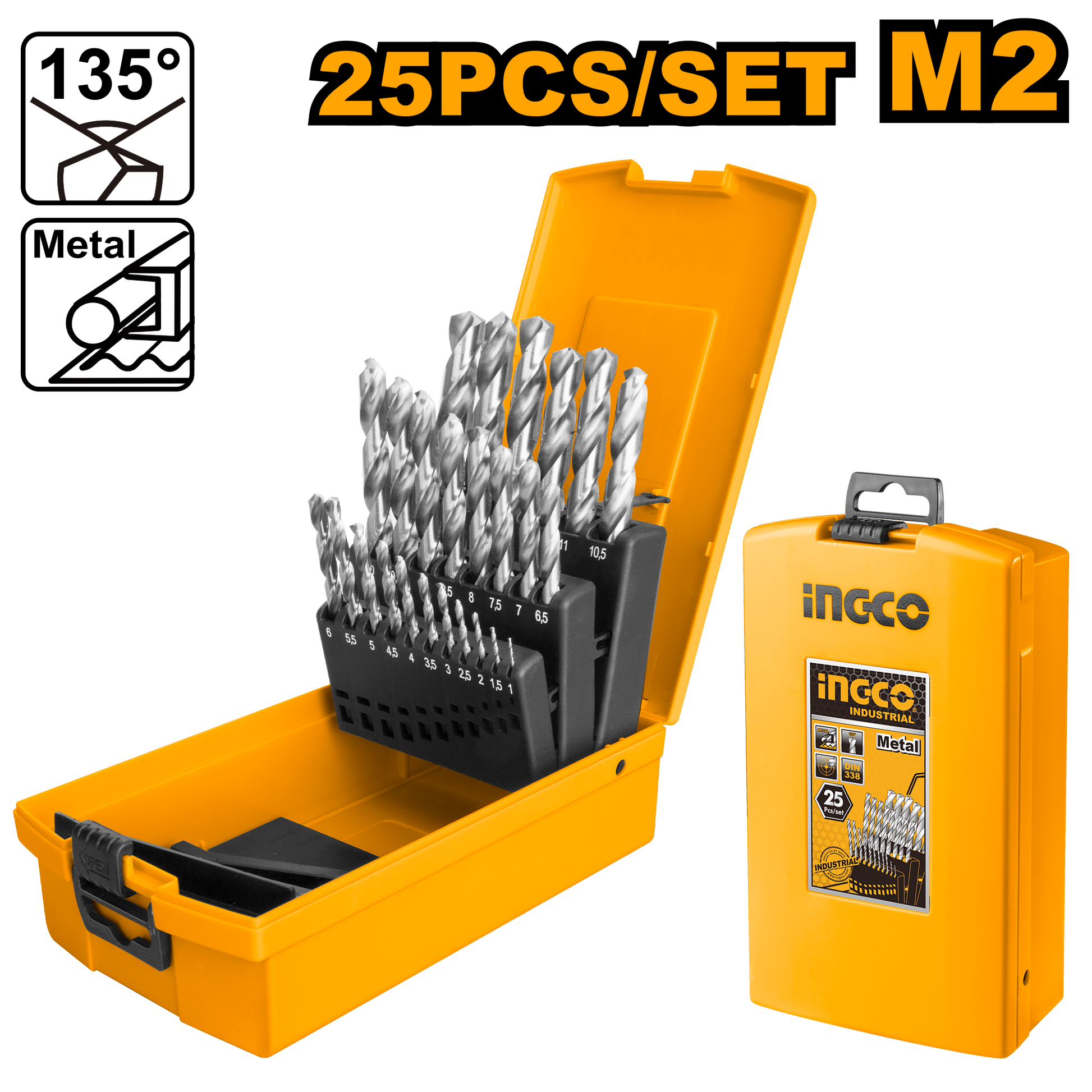 INGCO -  25Pcs HSS drill bits set  AKD1251