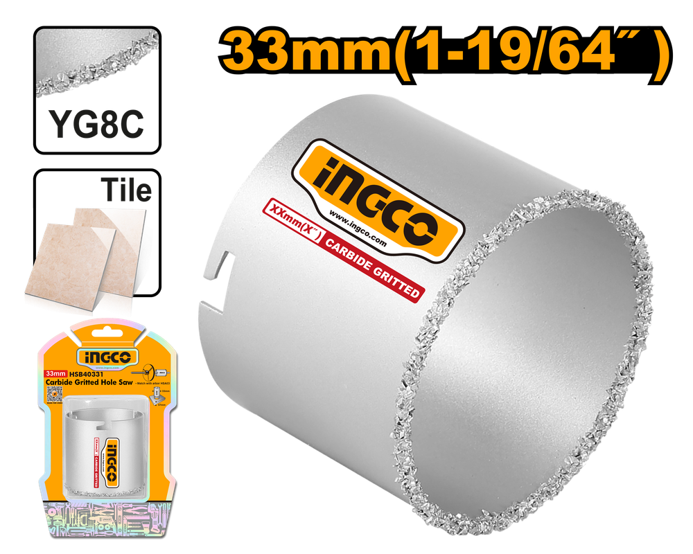 INGCO -  Carbide gritted hole saw 33mm HSB40331