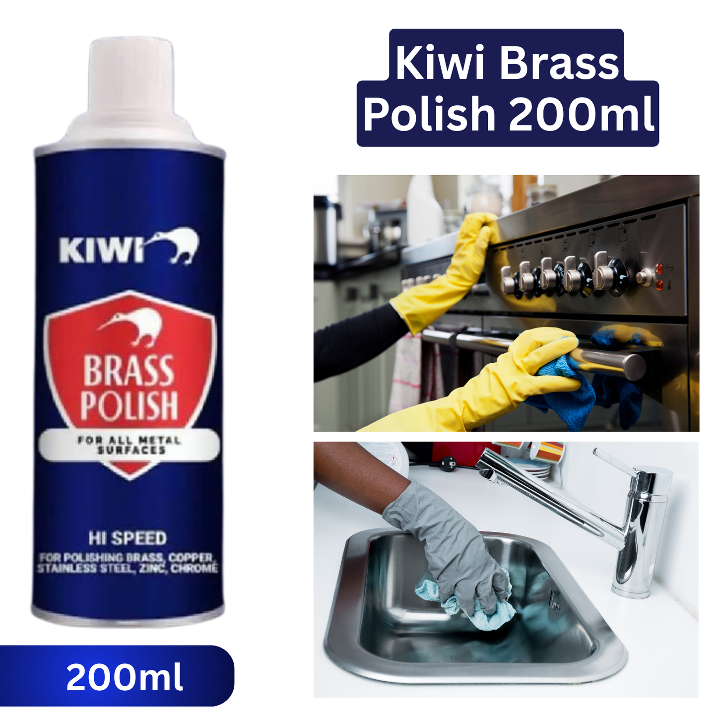 Kiwi - Brass Polish - For All Metal Surfaces - 200ml