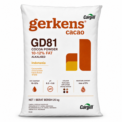 Cargill Gerkens - GD81 Alkalized Cocoa Powder – 10–12% Fat – 25 KG - Indonesia