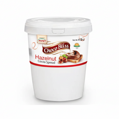 Container of Choco Bliss Hazelnut Cocoa Spread on a white background