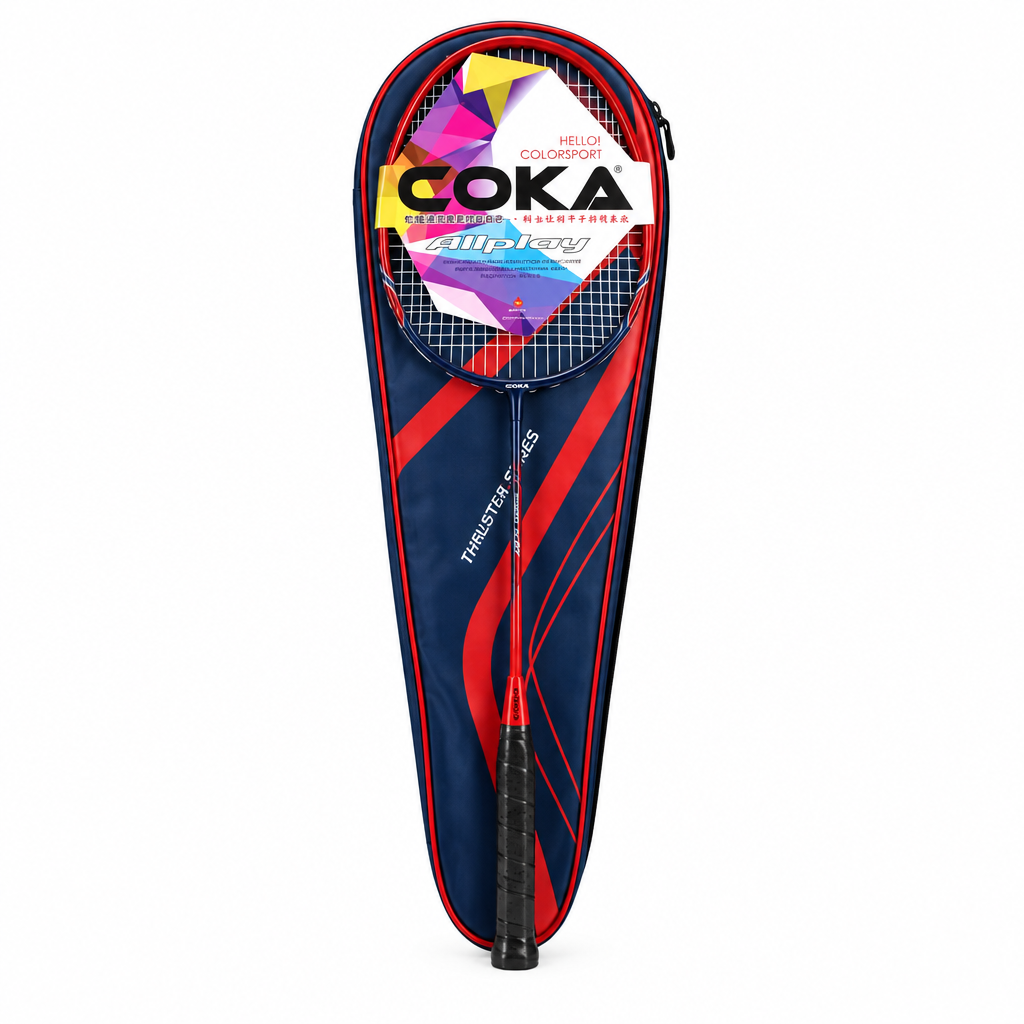 COKA Allplay Badminton Racket with Full Cover – Orange/Black | Green/Black | Red/Black