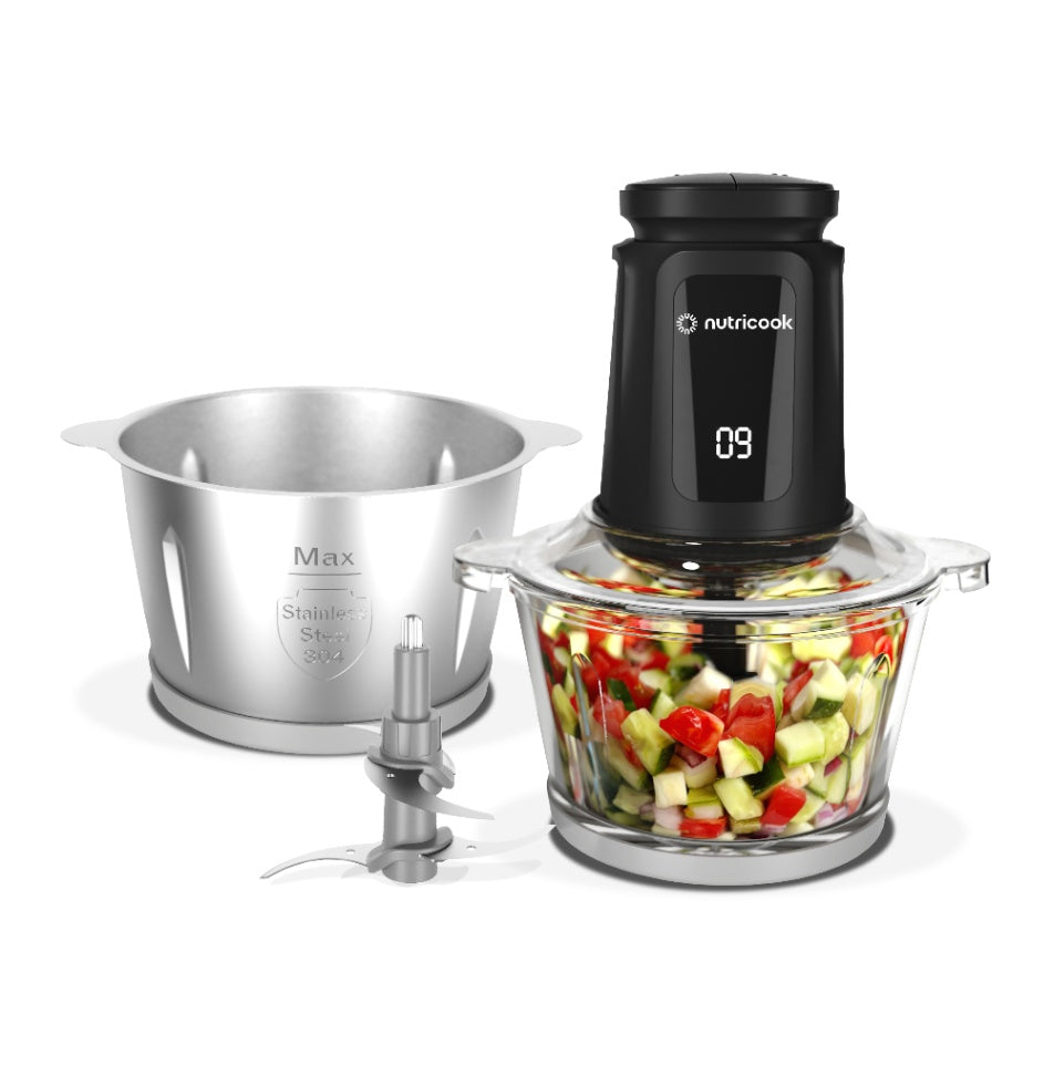 NUTRICOOK CHOPPI XXL 2L - 2 BOWLS (SS & GLASS)