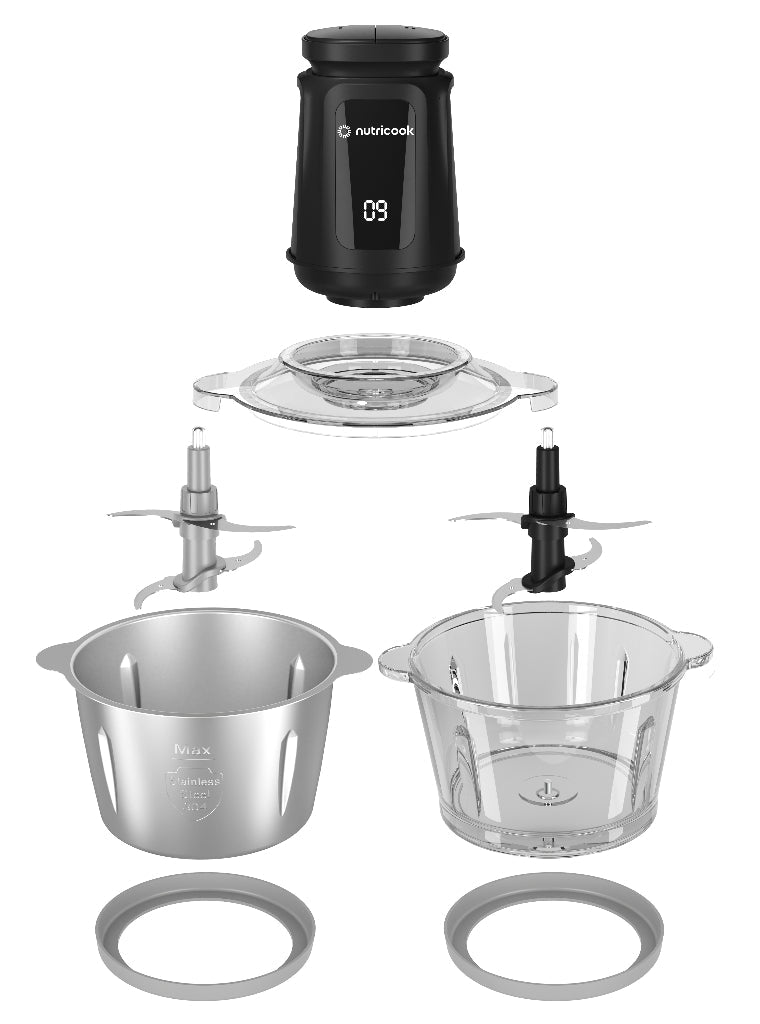 NUTRICOOK CHOPPI XXL 2L - 2 BOWLS (SS & GLASS)