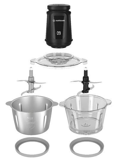 NUTRICOOK CHOPPI XXL 2L - 2 BOWLS (SS & GLASS)