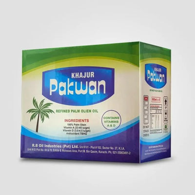 Khajur - Pakwan - Refined Palm Olien Cooking Oil - 5 Packs (900 ML each)
