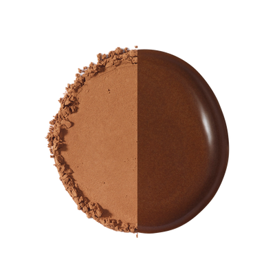 Makeup compact with two brown shades on a white background