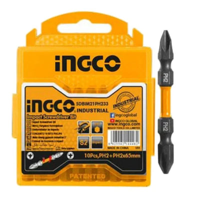 INGCO -  Impact screwdriver bits PH2+PH2 65MM 10 PCS SET SDBIM21PH233