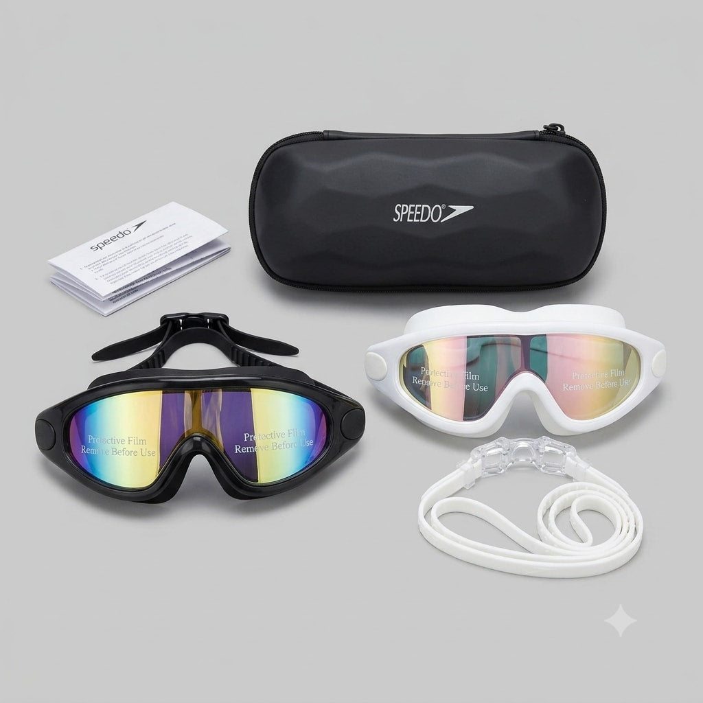 Professional Anti-Fog Swim Goggles with Protective Hard Case & UV Shield Lenses