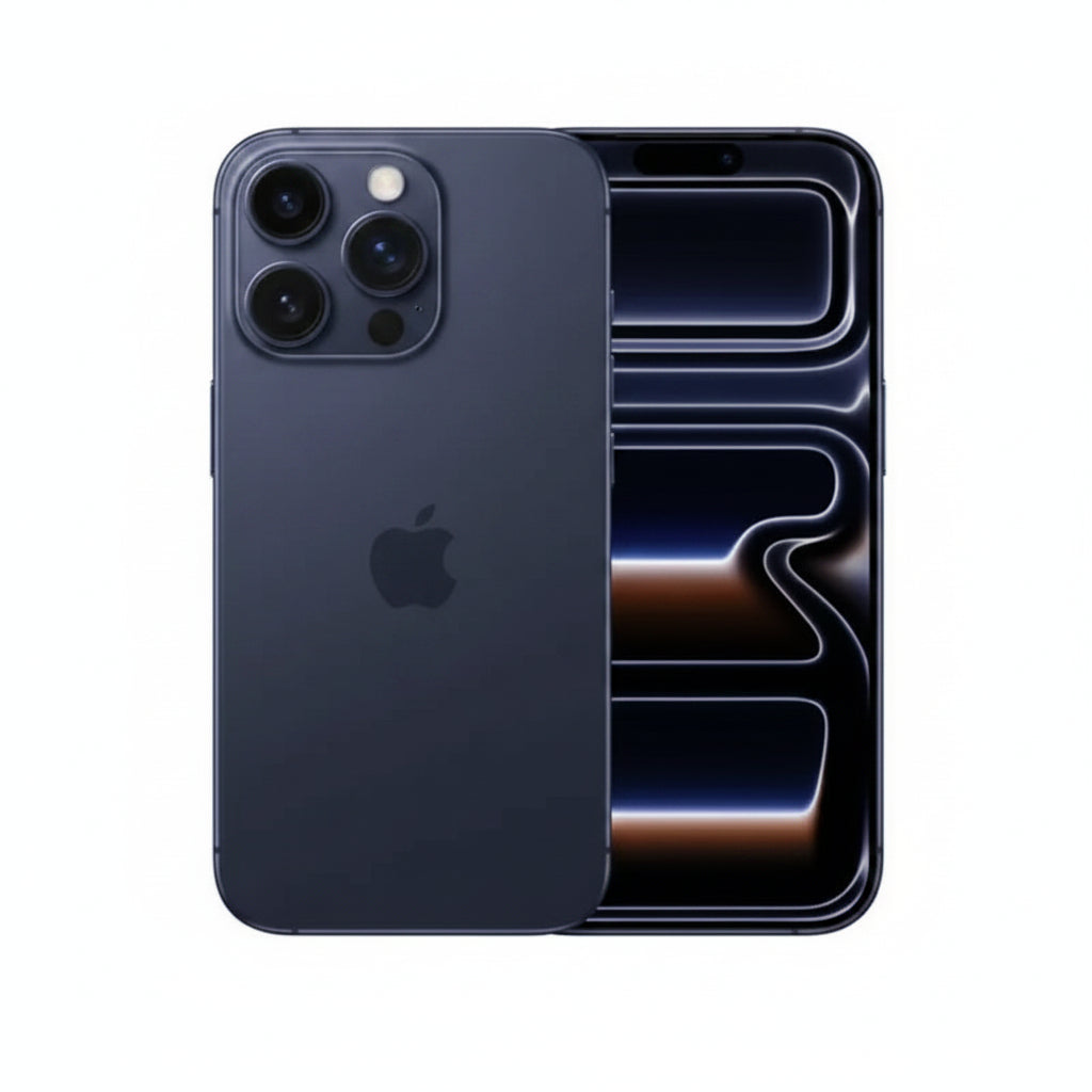 Black smartphone with Apple logo on a white background