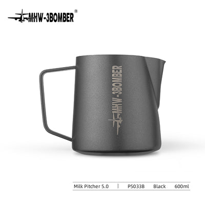 Coffee Cartel - MHW3 Bomber - Milk Pitcher-600ml - Matte Black, Stainless Steel, Version 5.0 - P5033B