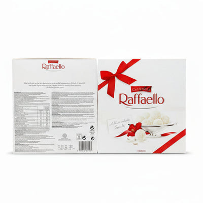 Raffaello chocolate box with a red bow on a white background