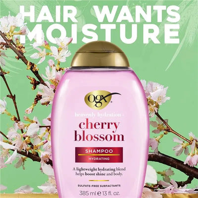 OGX (Organix) - Shampoo - Heavenly Hydration + Shine - Cherry Blossom - For Thin And Fine Hair - 385mL