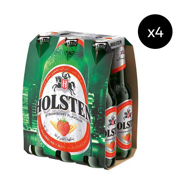 Holsten - Strawberry Flavour - Non-Alcoholic Malt Beverage -330 ml - Pack of 24 (4x 6)