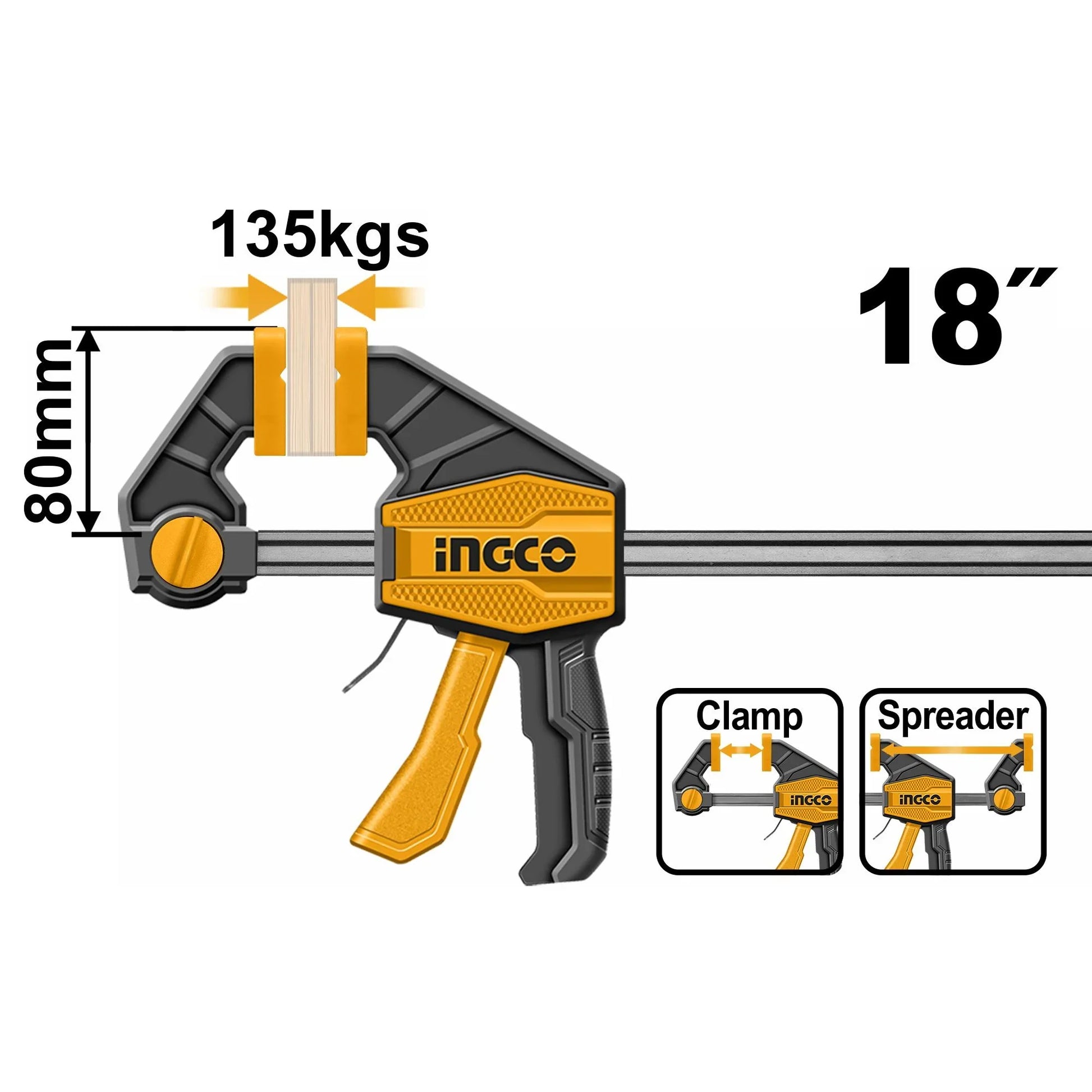 INGCO -  Quick bar clamp 80*450mm HQBC18801