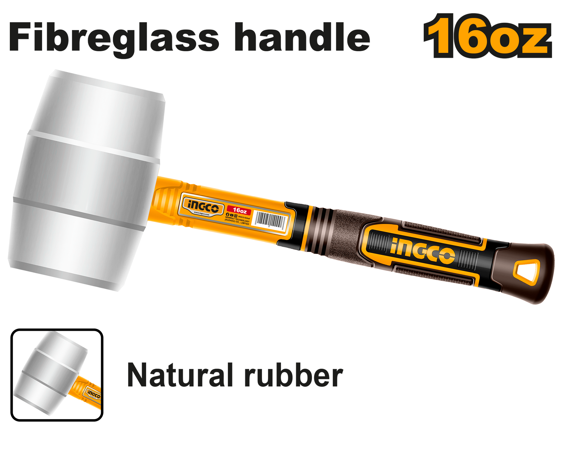 INGCO -  Rubber hammer 450g HRUH8916