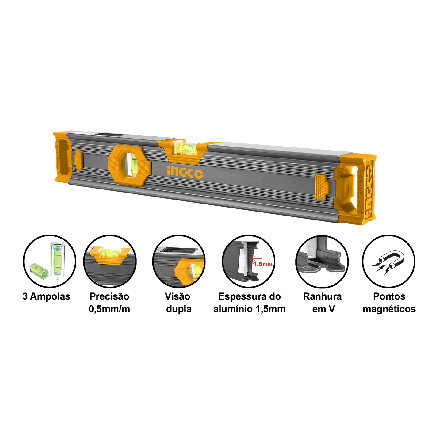 INGCO -  Spirit level with powerful magnets 40cm HSL68040