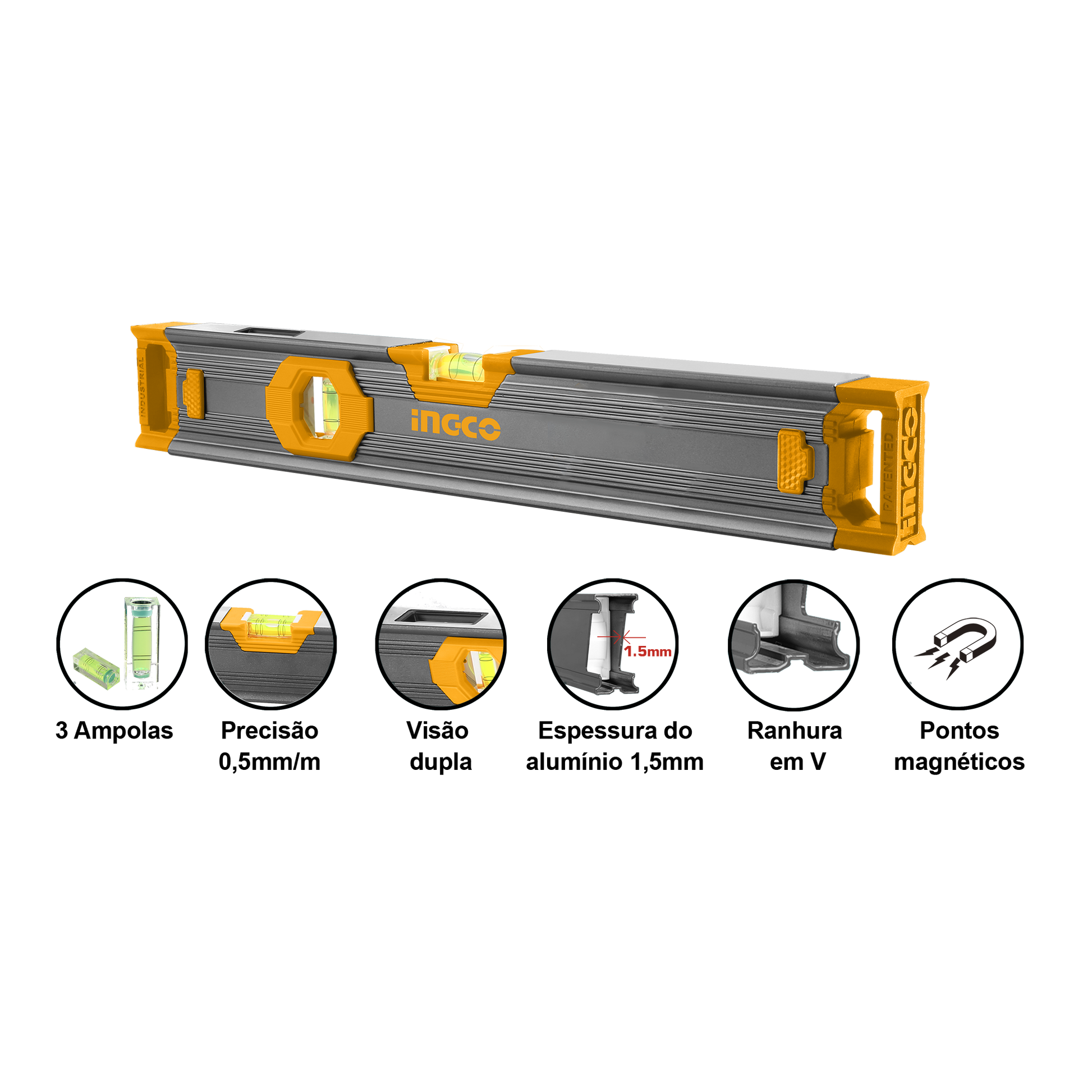 INGCO -  Spirit level with powerful magnets 40cm HSL68040