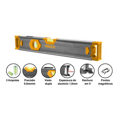 INGCO -  Spirit level with powerful magnets 40cm HSL68040