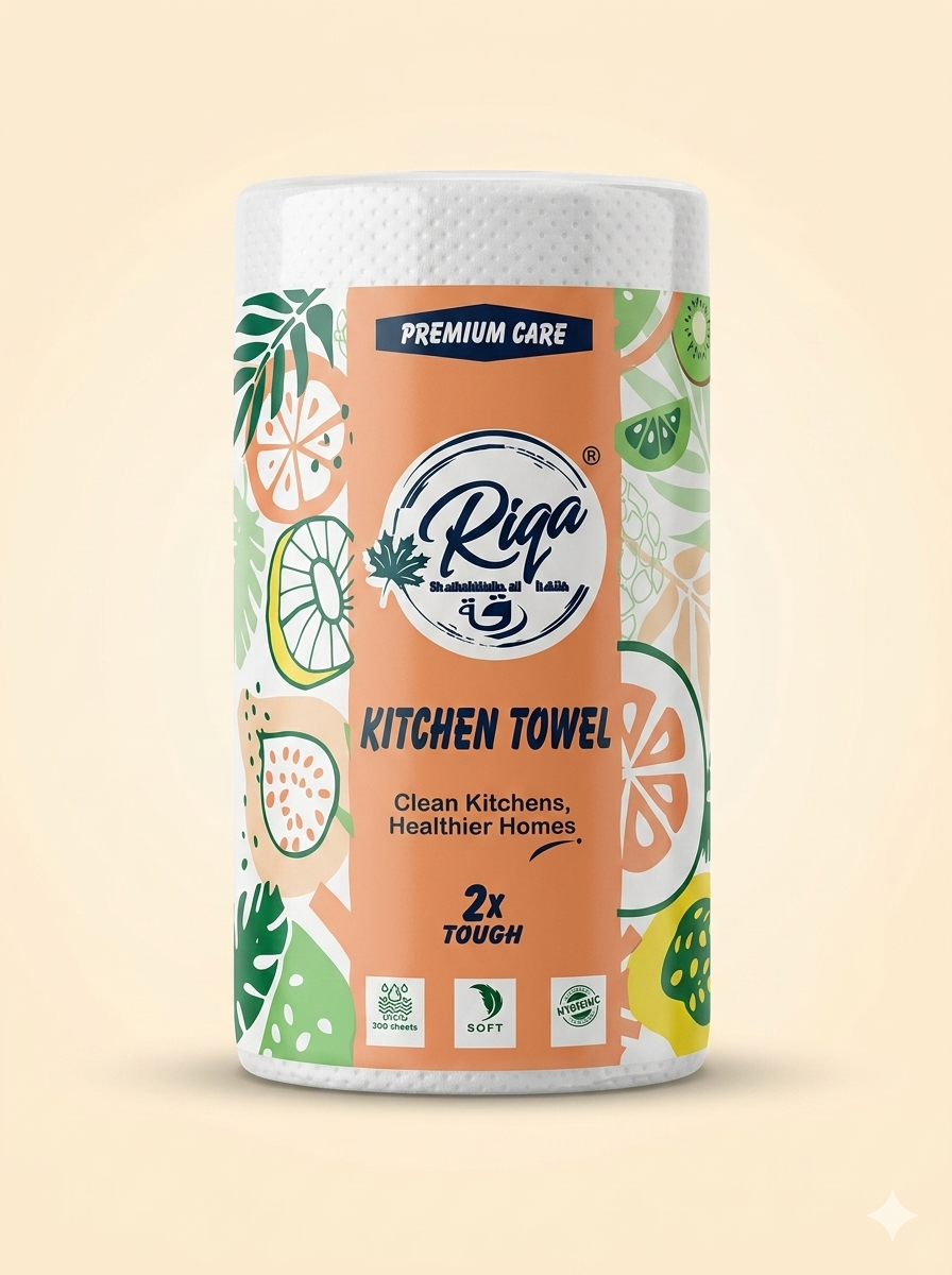 Riqa Premium Care Kitchen Towel Roll – 2x Tough & Ultra Absorbent Paper Towels
