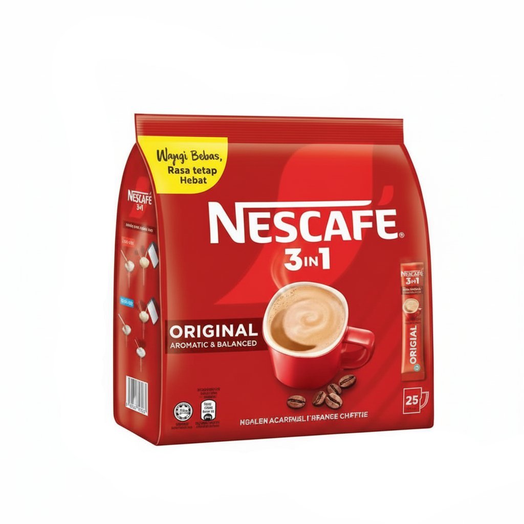 NESCAFE - ORIGINAL AROMATIC & BALANCED - 3IN1 Premix Coffee - 24 Pouches per Carton - Each Pouch 25 Sachets - Each Sachet 18g - Each Pouch 450g